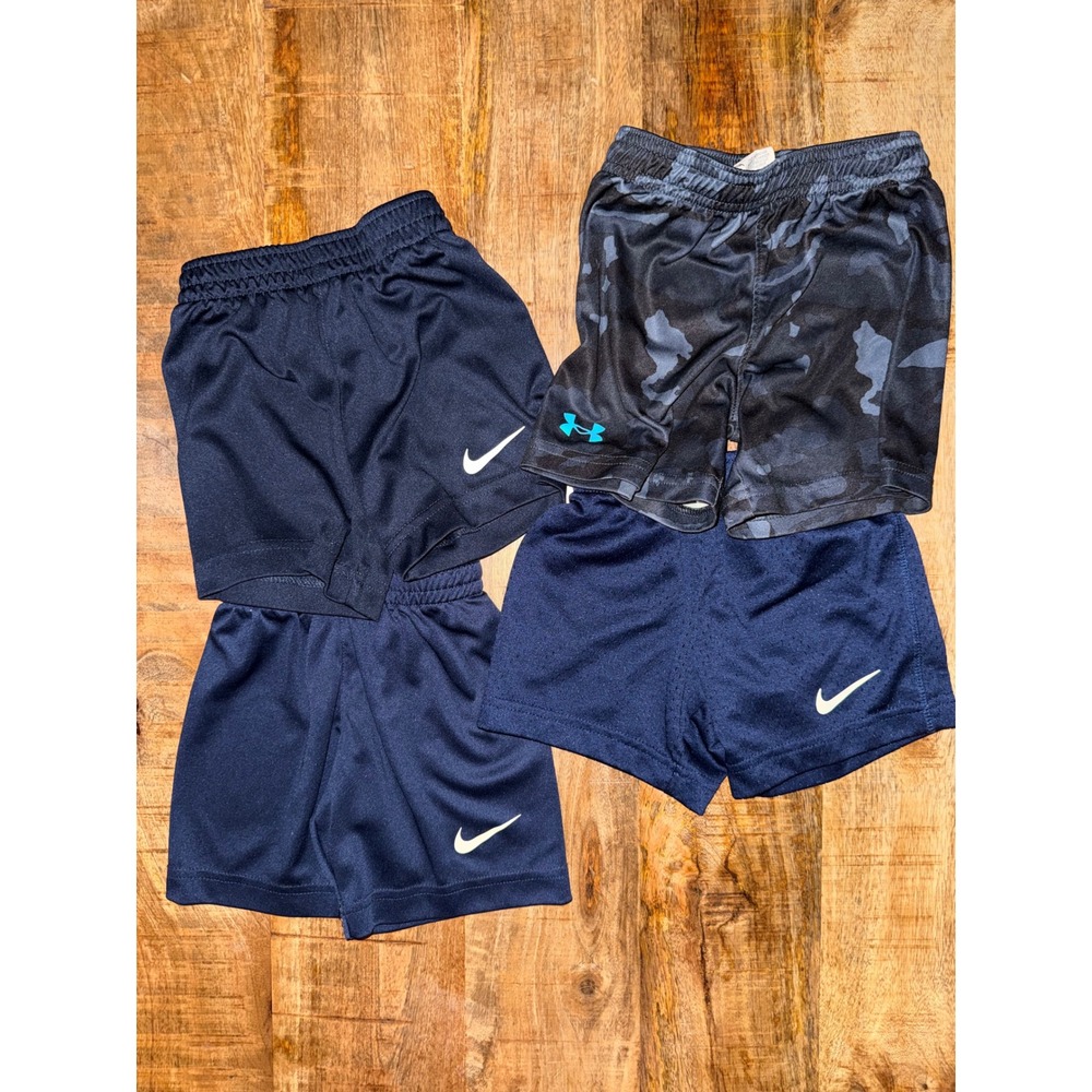 Nike Under Armour Boys Shorts Bundle 4pc Navy Blue Camo Dri-FIT Size 2T